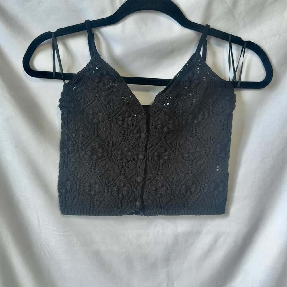 Aeropostale Black Crochet Lace Crop Top